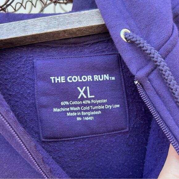 The Color Run Purple Full Zip Hoodie Sweatshirt XL - Picture 3 of 4